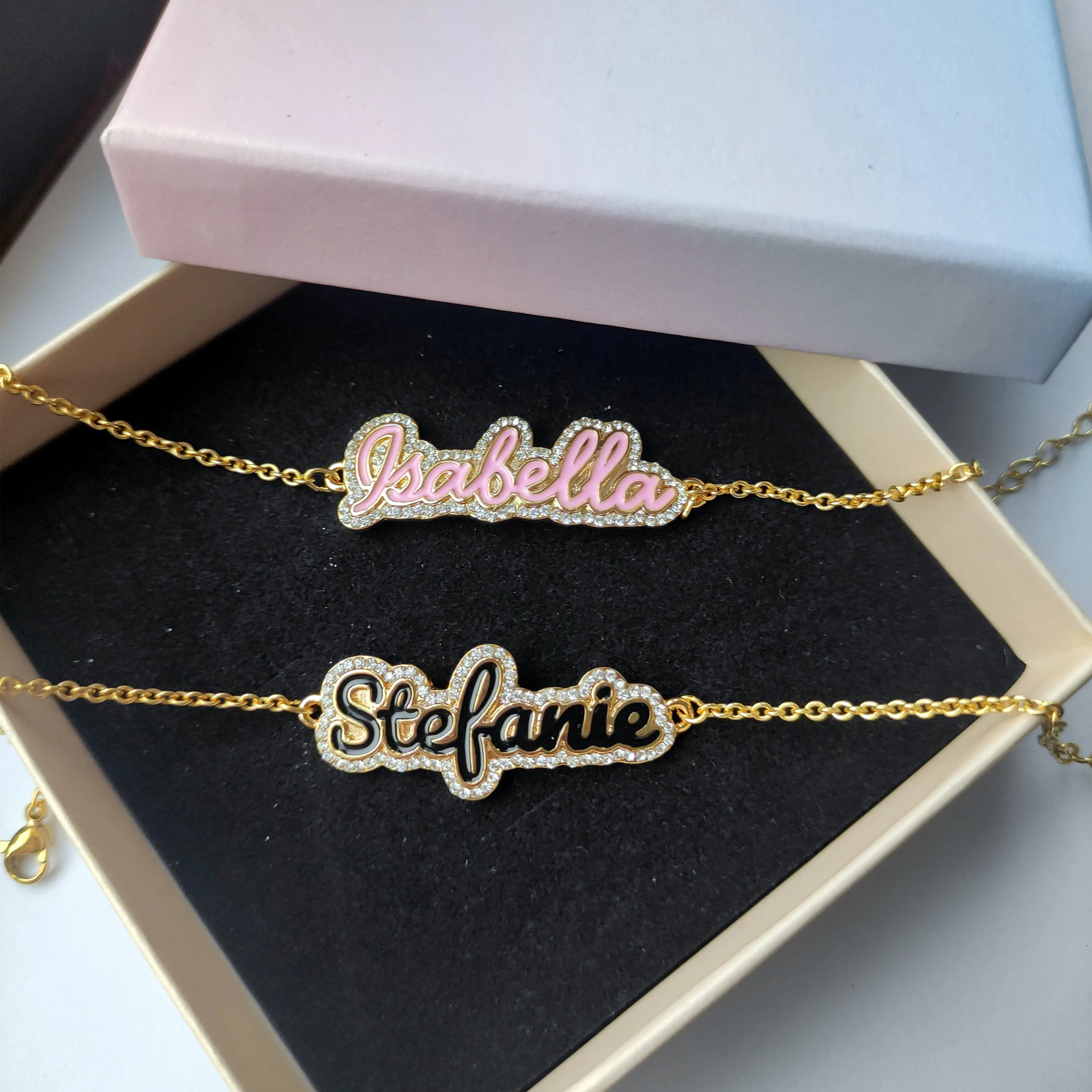DUOYING Custom Name Bracelet Personlized Pave Outline Enamel With Zirconia Nameplate Gold Plated Bracelet For Women Jewelry Gift 240719