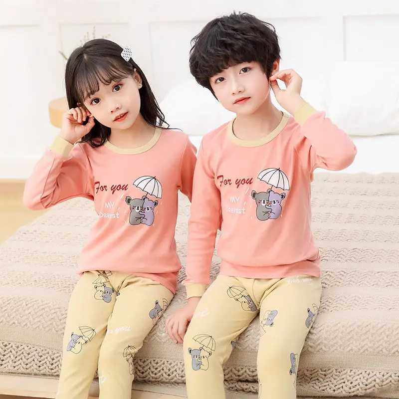 Childrens sleepwear for ages 3 to 8 autumn and winter baby clothing sleepwear set boys sleepwear childrens sleepwear cotton sleepwearW240716