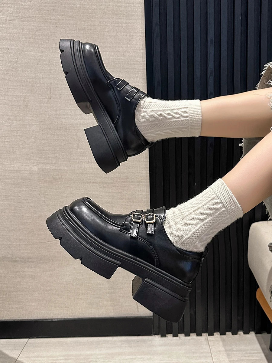 Shoes Woman Flats Clogs Platform Oxfords Loafers With Fur Round Toe Autumn Casual Female Sneakers All-Match Dress Creepers S 240708