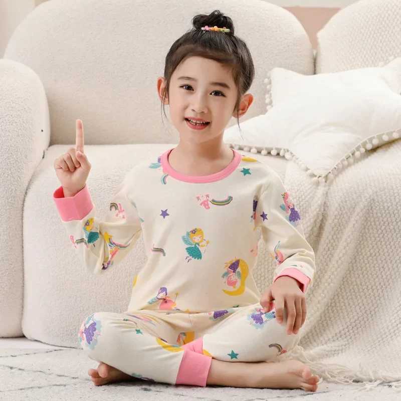 Spring and autumn baby girl clothing pajama set childrens pajamas childrens pajamas cotton pajamas childrens home clothing 4 6 8 10 12YW240716