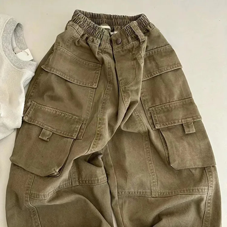 Children Clothing Boys Pants Spring and Autumn Cool Multi-pocket Overalls Boy Baby Casual Solid Handsome Kids Pants 240716