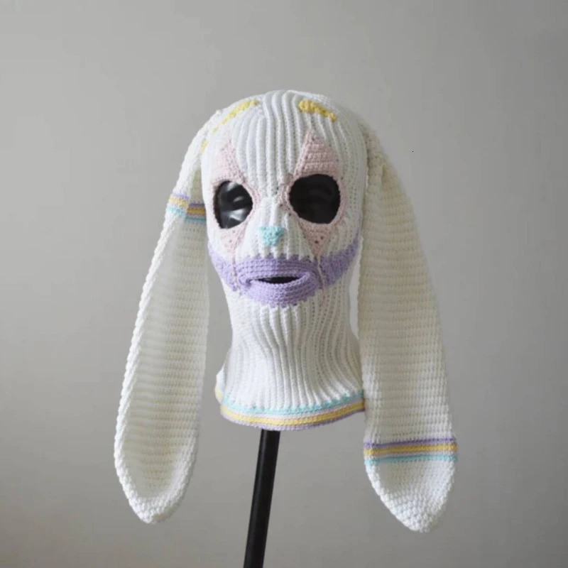 Halloween Balaclava Cap For Women Men Adult Devil Clown Beanie Hat Handmade Face Cover Hat Crochet Hooded Hat For Party 240715