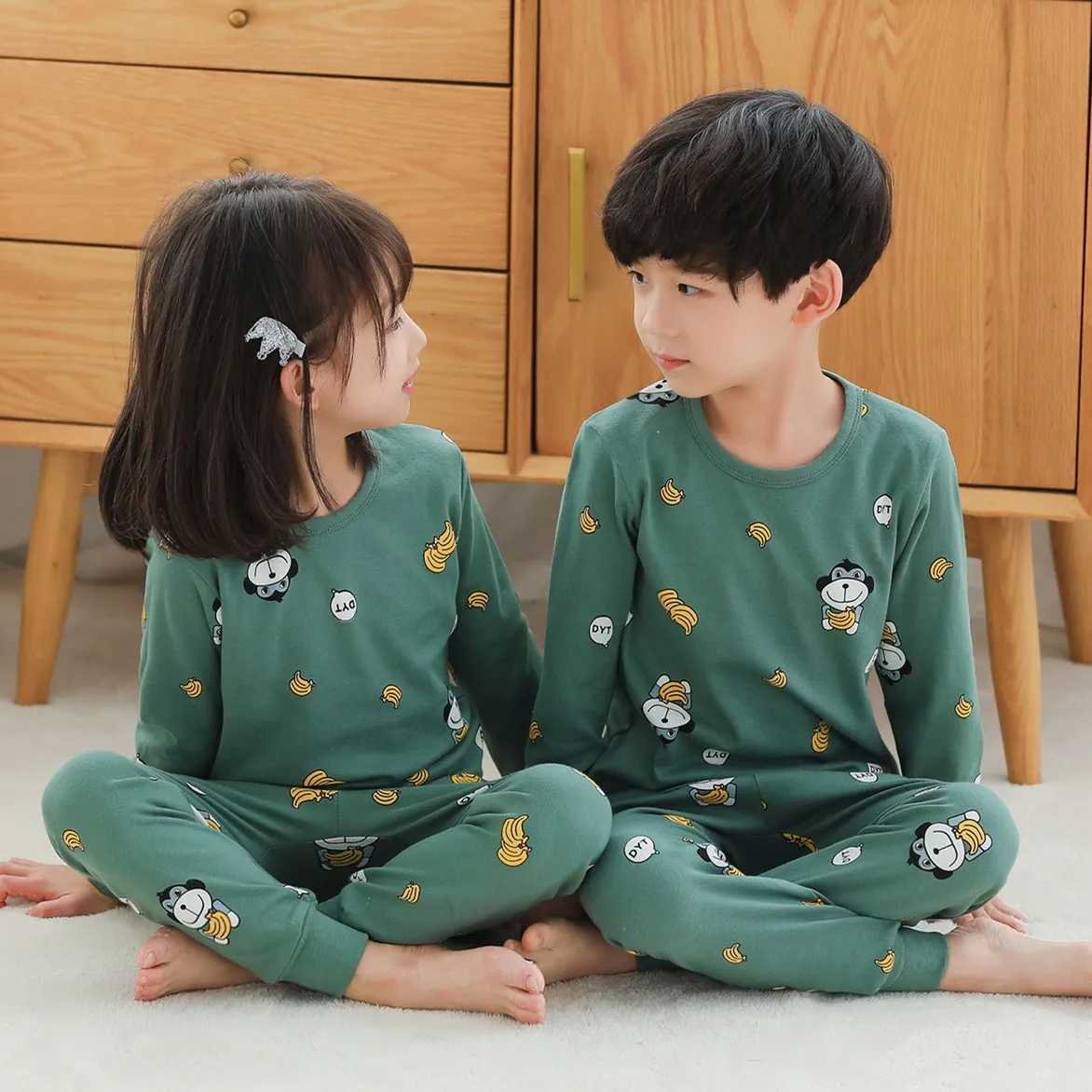 Youth sleepwear short sleeved 100% pure cotton sleepwear big childrens clothing set childrens sleepwear girls sleepwear 10 12 14 16 years oldW240716