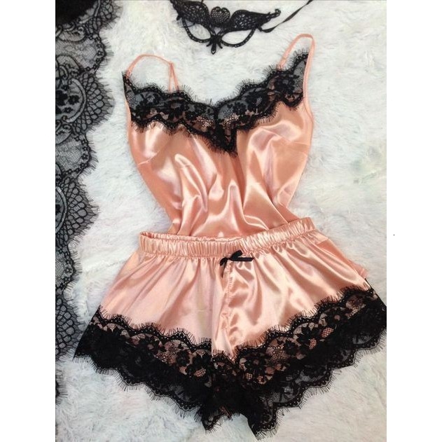 Women Sleepwear Sexy Lace Pamas Pants + Blouse Set Bu Tidur Malam
