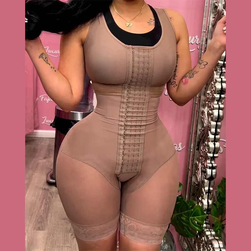 Fajas Colombianas High Compression Flatten Abdomen Body Shaper Tummy Control Butt Lifter Shapewear Waist Trainer Bodysuit 240712