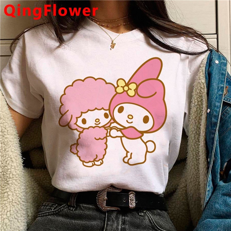 Haruku Fashion Melody Cartoon Graphic T Shirt Women Cute Anime Ullzang Streetwear Kuromi Tshirt Female