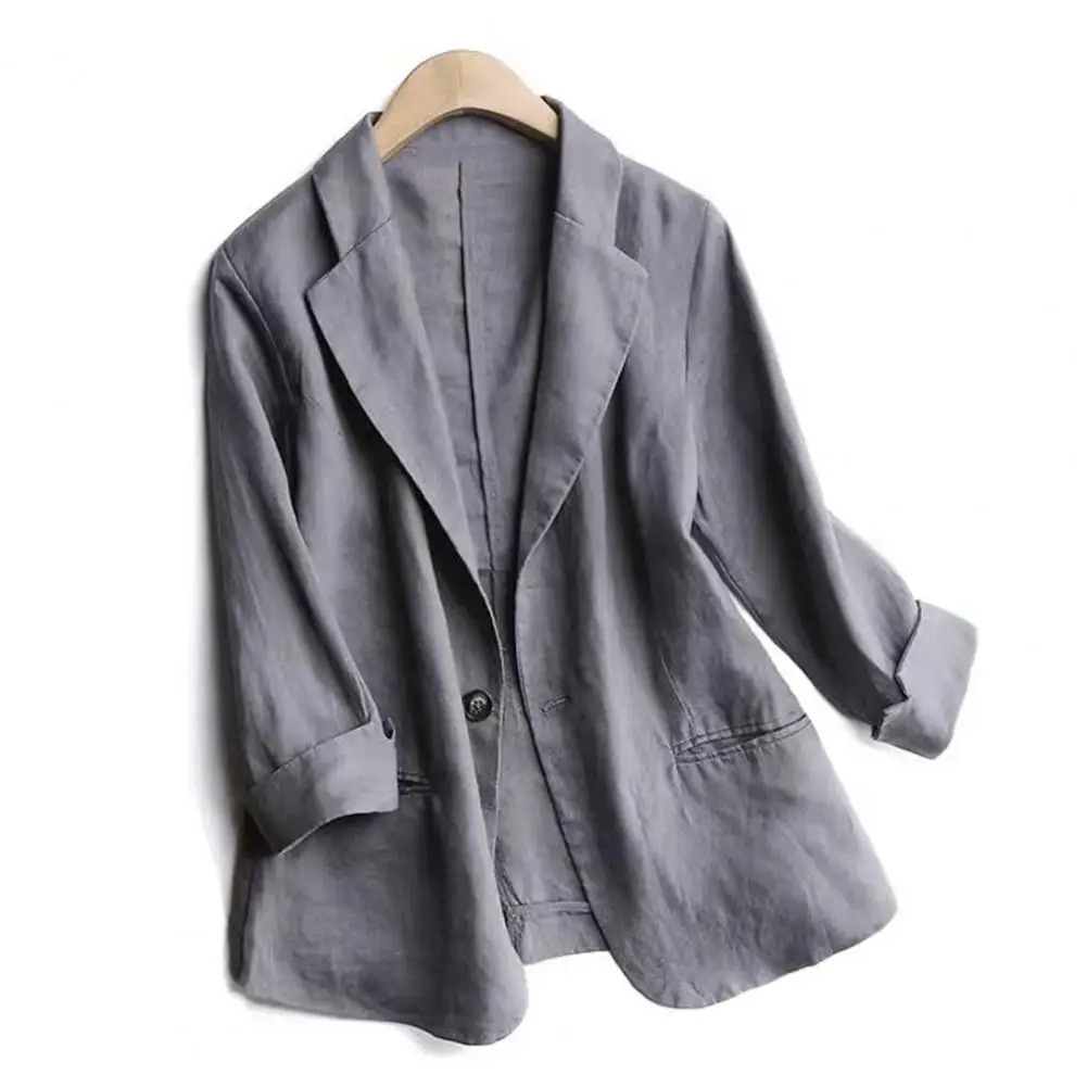 Women Suit Solid Color Fashion Blazer Woman Jacket Turndown Collar Long Sleeves Pockets Formal Lady Female Clothes 240712