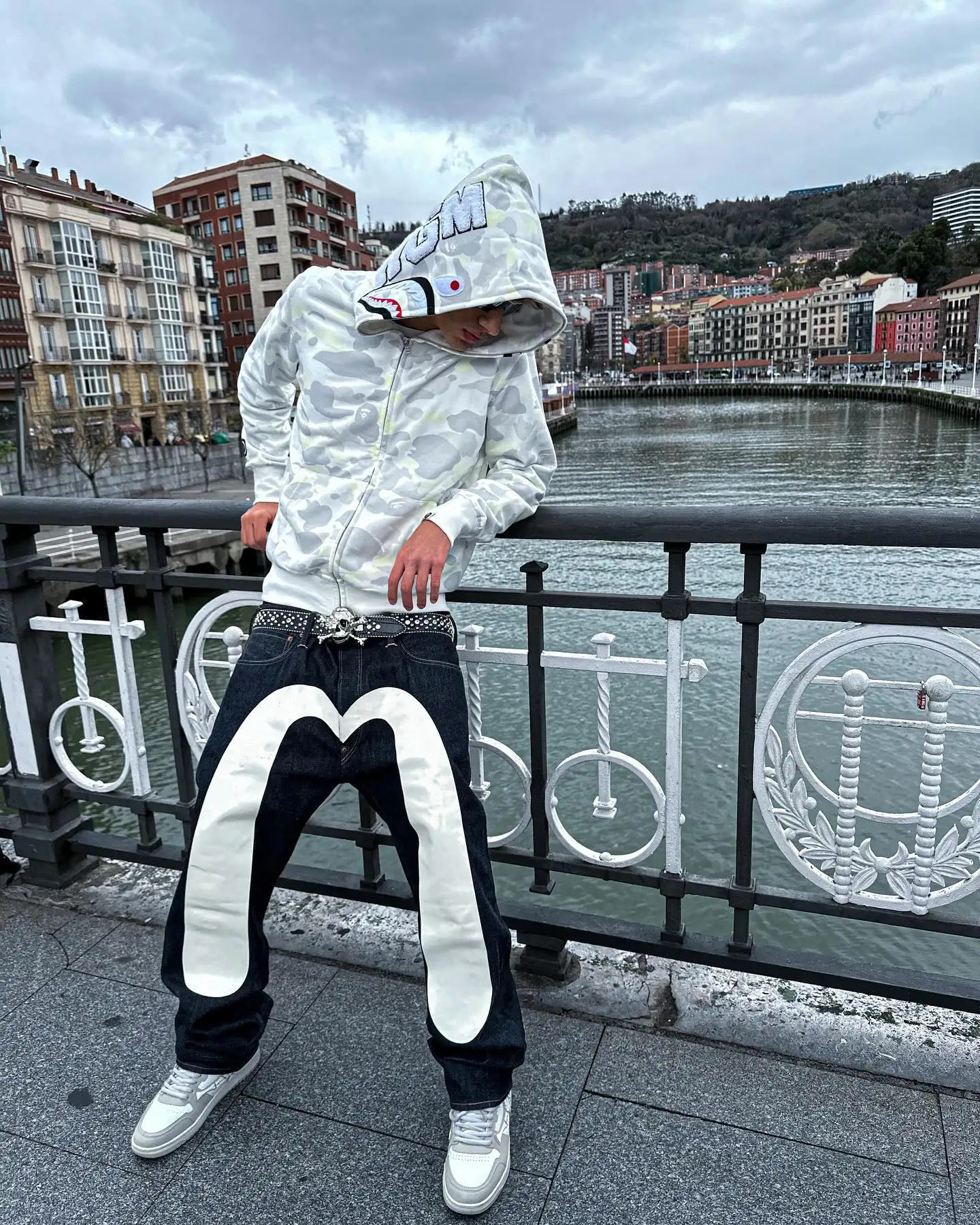 Streetwear JeansY2K Mens Hip Hop Retro Graphic Print Baggy Jeans Black Pants Harajuku Gothic High Waisted Wide Leg Trousers 240716