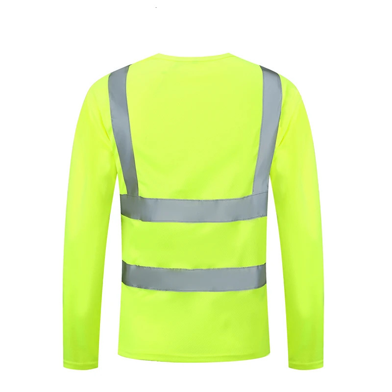 Fluorescent Yellow High Visibility Shirts Reflective Safety tShirt Long Sleeve Hi Vis Shirt Quick Dry Construction Work Wear 240717