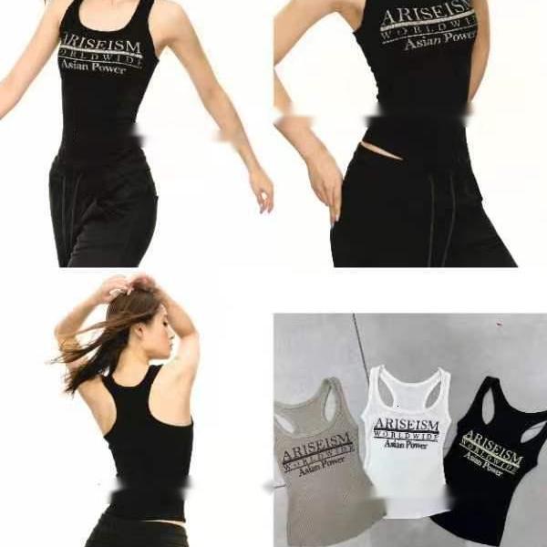 Camisole vest women, with chest cushion, letter printed short style, sleeveless bottom layer top for outerwear