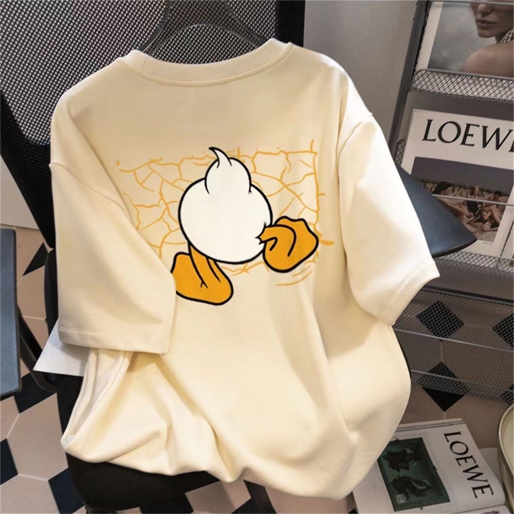 Heavy 100% Cotton Short-Sleeved T-Shirt Women Korean Version Summer Niche Chic Loose ins Men's Trendy