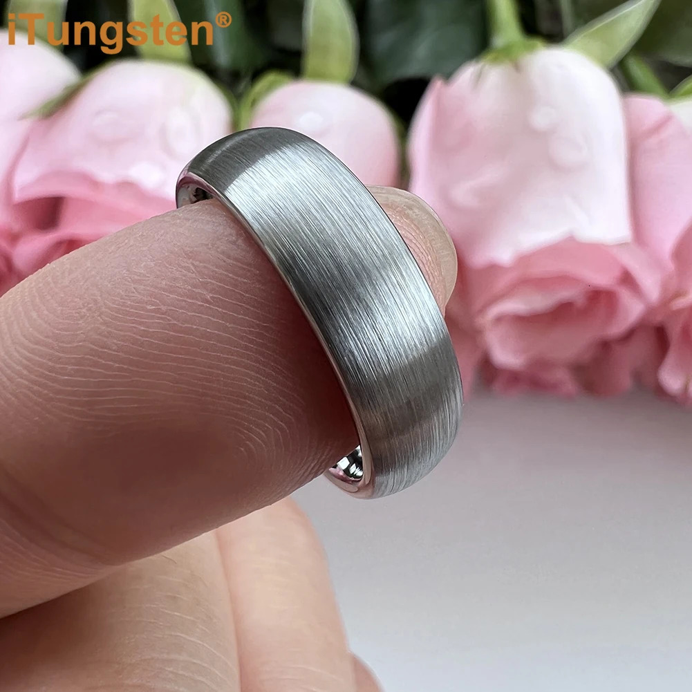 iTungsten 6mm 8mm Tungsten Carbide Ring for Men Women Engagement Wedding Band Fashion Jewelry Domed Brushed Finish Comfort Fit 240713