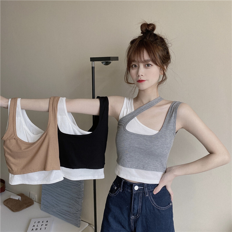 Outdoor yoga exercise vacation, two camisoles, strapless vest, summer backless plus size base shirt, women's outerwear