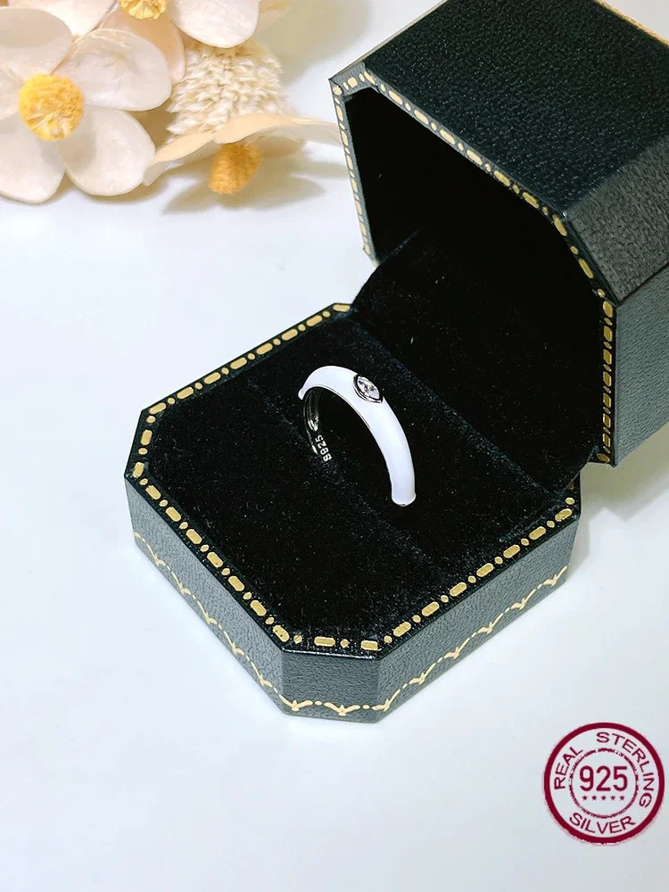 2024 Glacier White Horse Eye Pure Silver Ring 925 Pure Silver Ring Set High Carbon Diamond Suitable for Small Wedding 240805