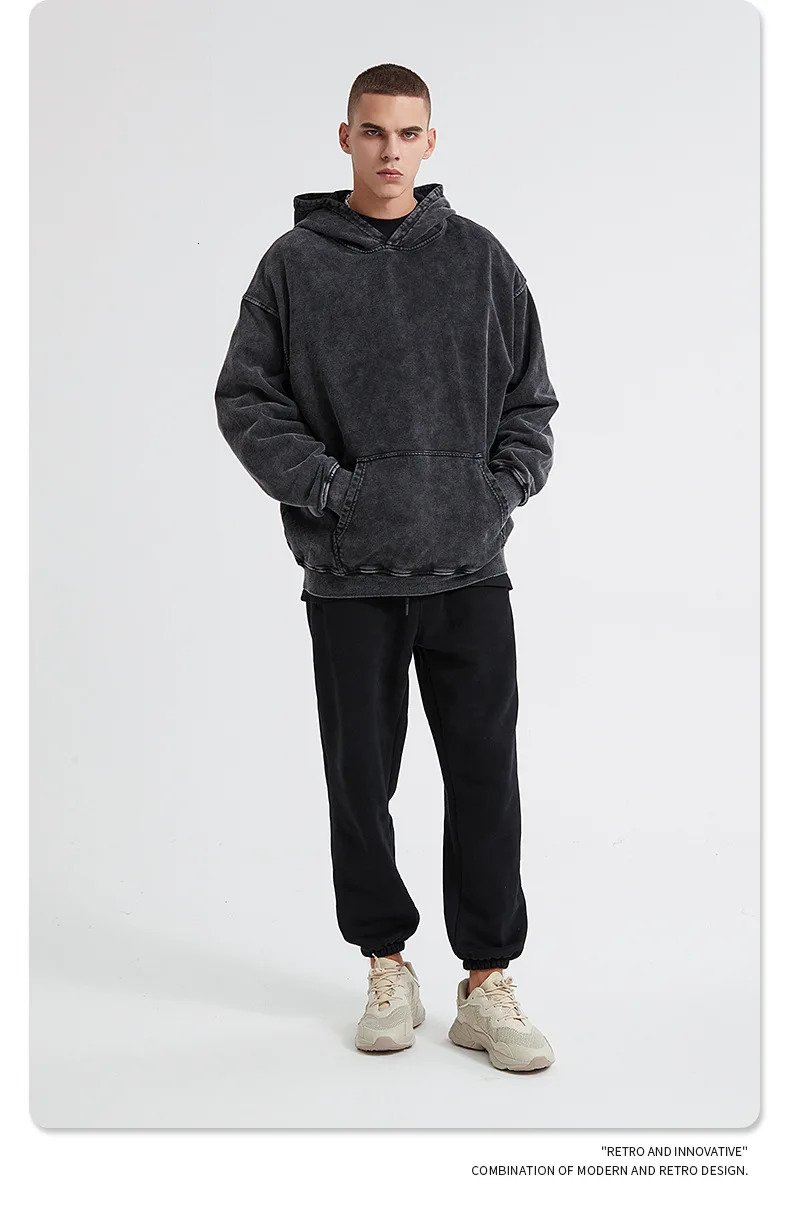 240216 BER Retro Wash Hoodie Men Harajuku Sweatshirts Long Sleeves Hip Hop Pullover Mens Clothing Y2k Streetwear 240717