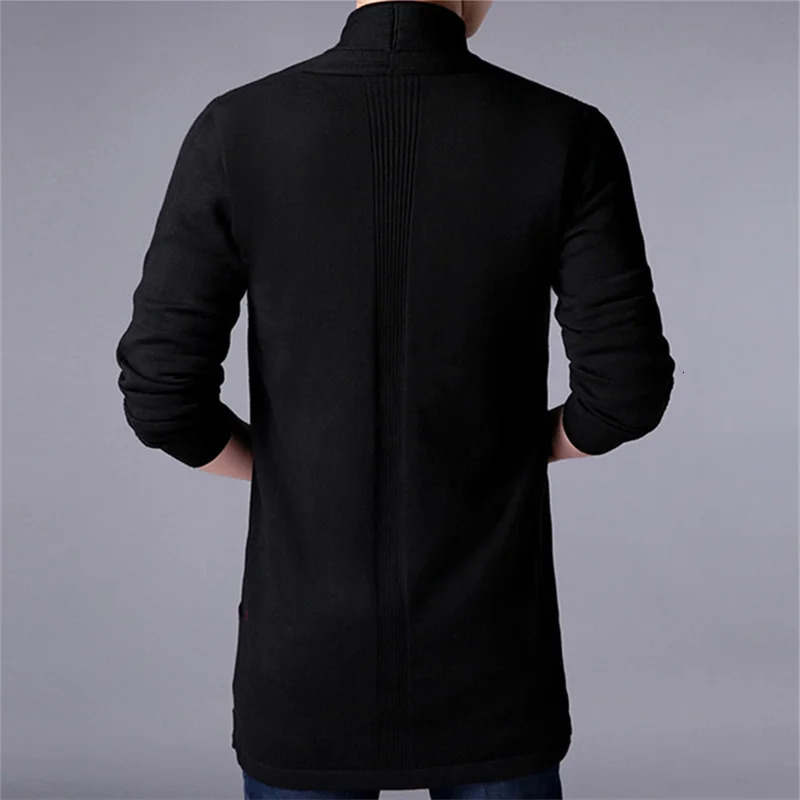 Sweater Coats Men Fashion Autumn Mens Slim Long Solid Color Knitted Jacket Casual Cardigan 240715