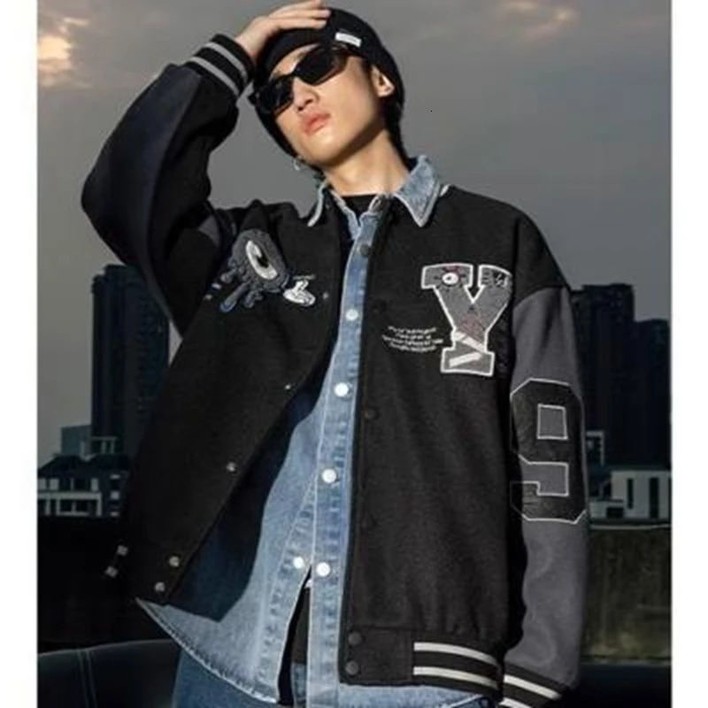 American Retro Baseball Uniform Jacket Men And Women Street Flocking Embroidery Casual Couple Jacket Vintage y2k Clothes 240717