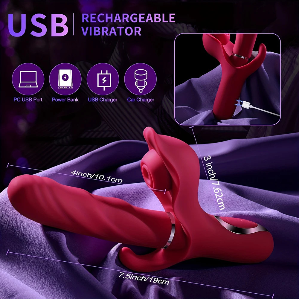 3In1 Thrusting Dildo Vibrator G Spot Rabbit Flapping Clitoralis Stimulator Sex Toys Rechargeable Adult For Women 240711