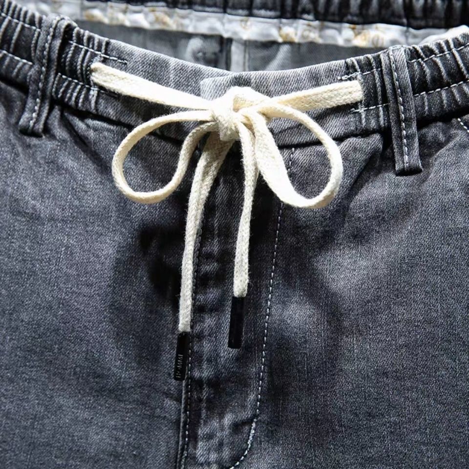 Men's Denim Shorts 2023 Summer Elastic Waist Korean Loose Thin Stretch New Fashion Jeans