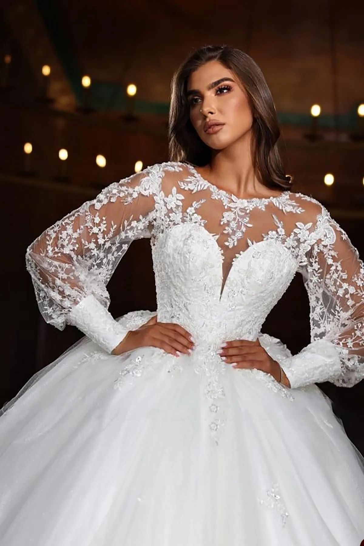 Elegant Classic Ball Gown Wedding Dresses Tulle Lace Applique Sweetheart Graceful Bridal Gown Sweep Train Vestidos De Novia Custom Size Custom Made