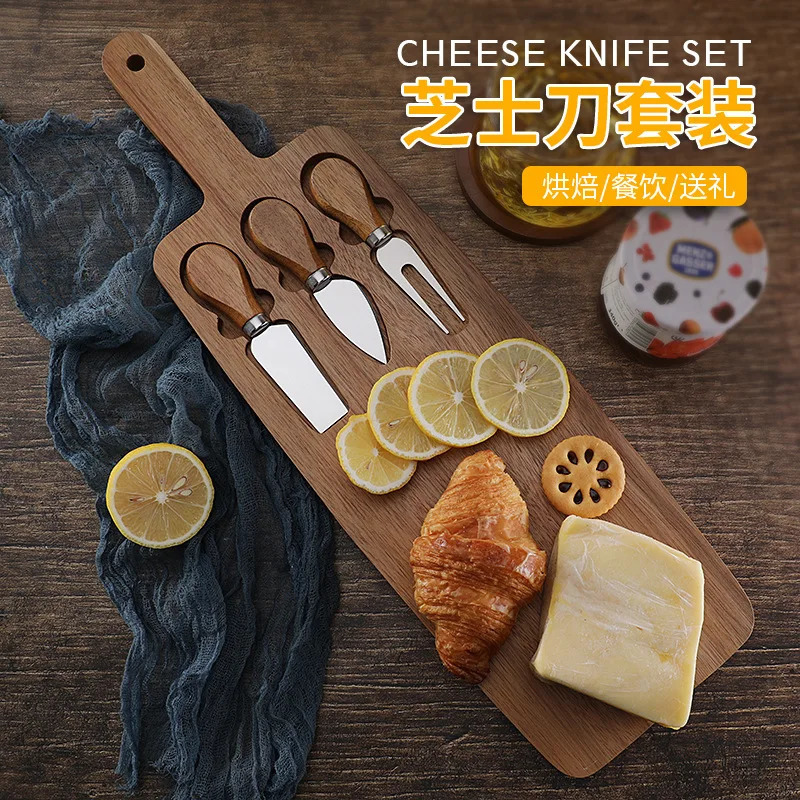 Acacia Cheese Board Set Knife Cutting Plate Steak 240717