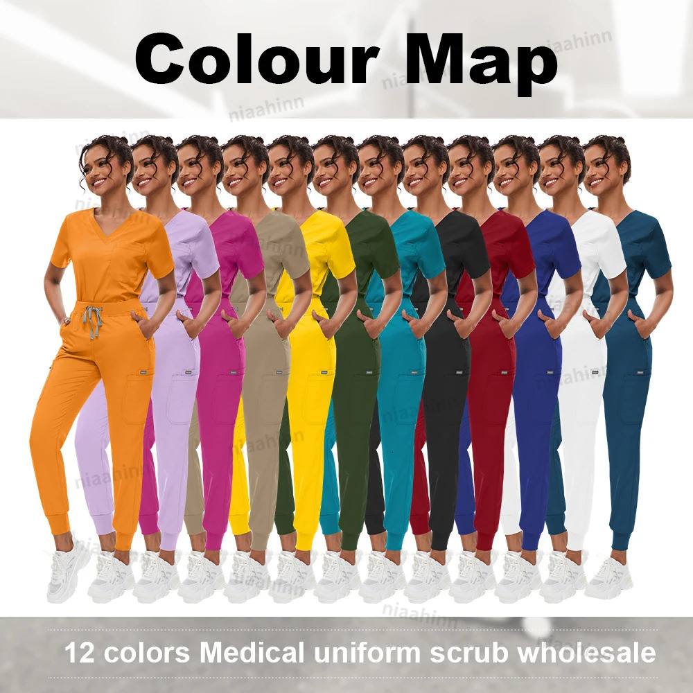 Wholesale Veterinary Uniforms Men Pet Shop Dental Clinic Nursing Scrub Set Blouses Joggers Pants Suit Beauty SPA Uniform 240715