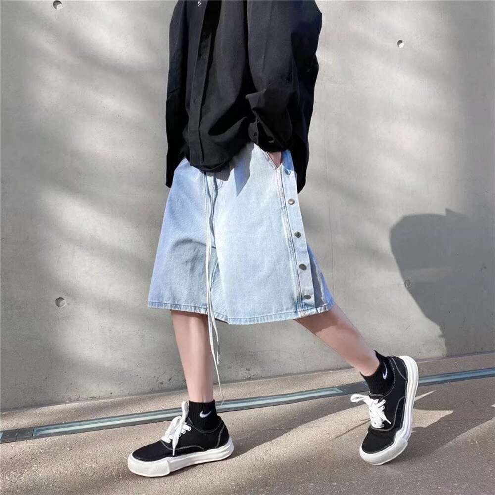 Cowboy shorts, men's summer brand hip hop explosive pants, high street ins trendy niche 6 quarter length pants