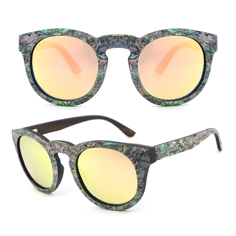 Drop Polarized Abalone Shell Sunglasses Women Square Frame Rim Wood Veneer Custom Wooden Sun Glasses 240711