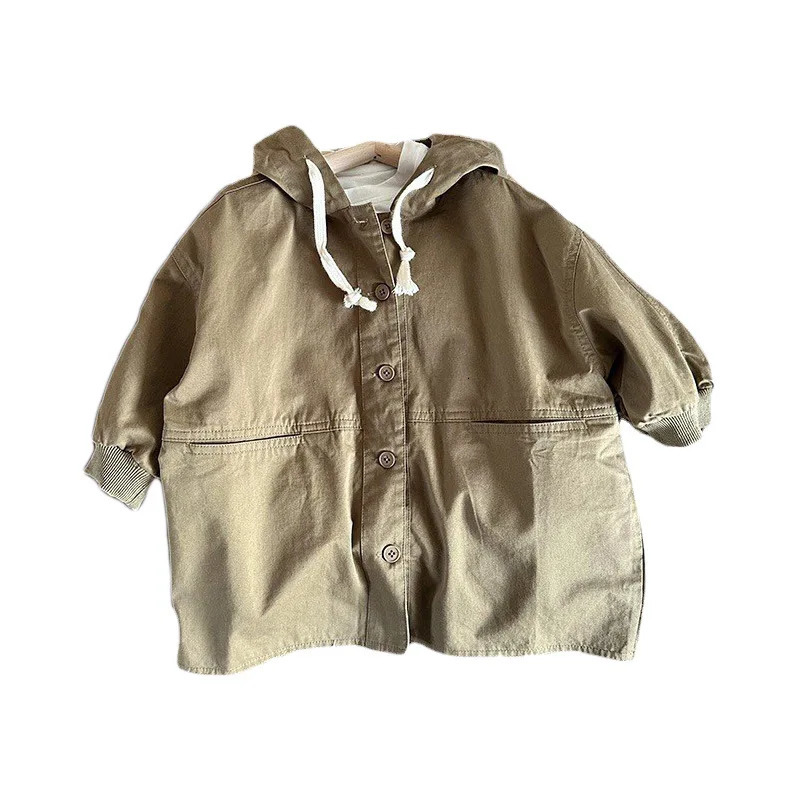 Korean childrens wear boy Korean version coat spring and autumn children all casual trench coat western style girl baby long 240711