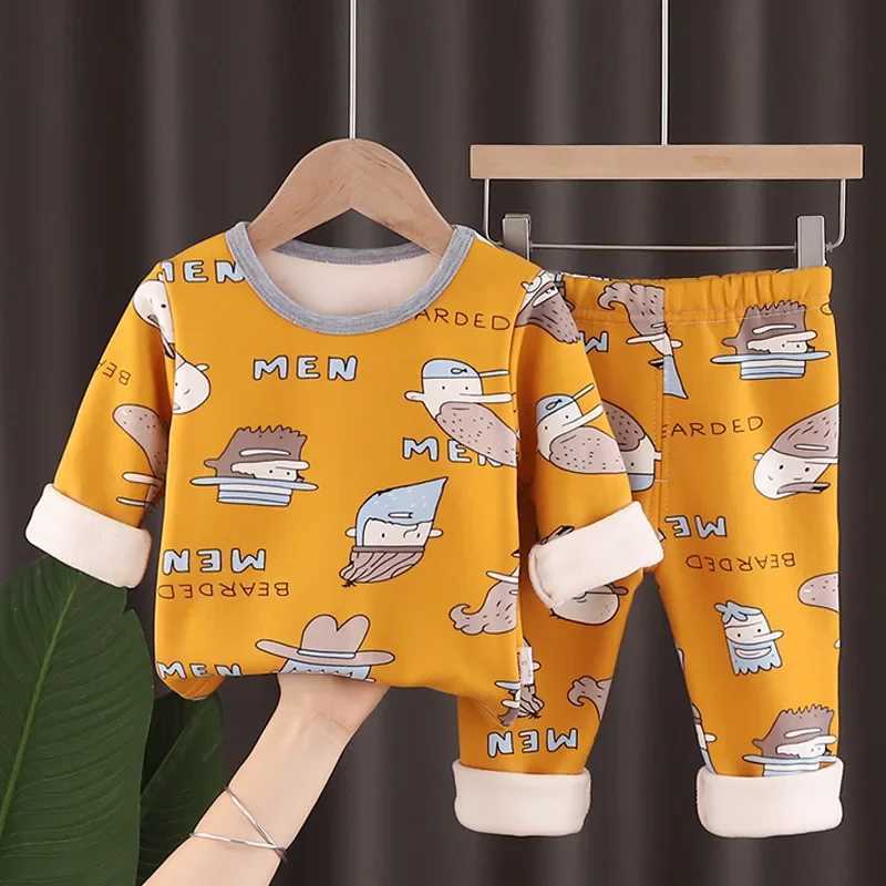Winter childrens clothing set boys girls thick childrens dinosaur pajamas baby hot underwear pajamasW240716
