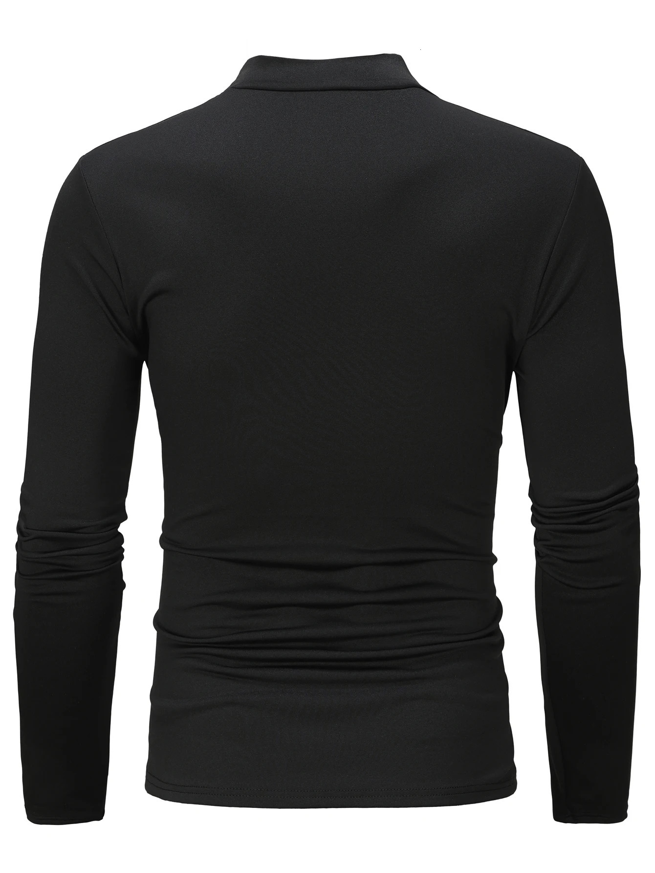 Fashion black base shirt Solid round neck mens long sleeved Tshirt 240715
