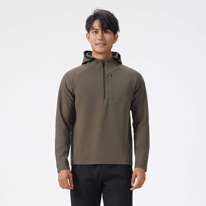 L61181 Men Hooded Jacket Outdoor Sweater Clothes Men Waterproof hoodie sweatshirt Fishing Cycling Hiking Sports Half Zipper Jackets New Style