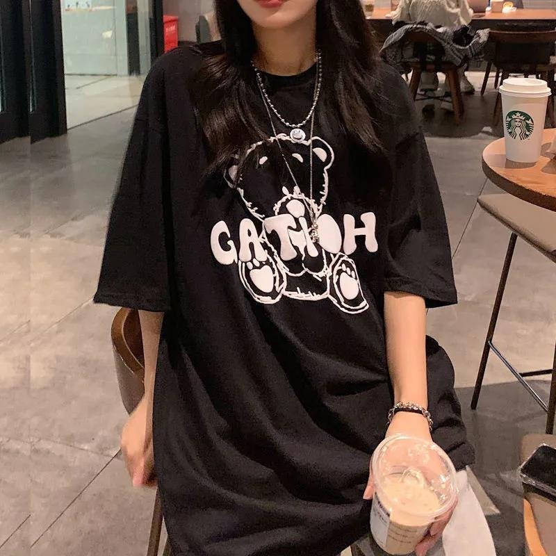 Women's T-shirt Korean Style Bear Print Short-sleeved Top