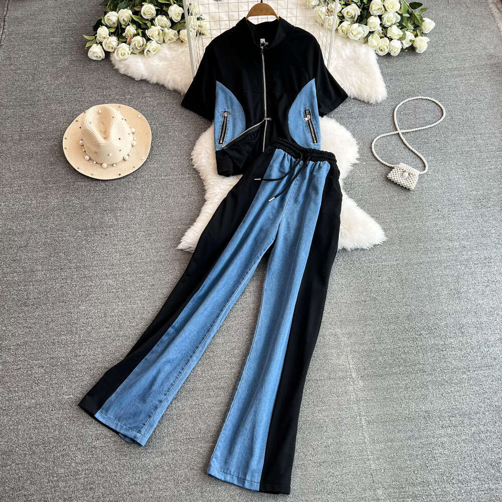 Undefined Zip Up Two Piece Set Women New Product Gentle Wind Washable High Elasticity French Non-ironing Ventilation Solid Fashion Temperament Sexy Lo