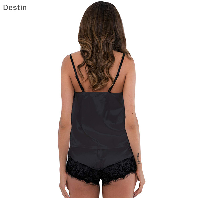 HAHA Women's Lace Splicing Suspender Set Casual Home Wear Sexy Pamas GGB