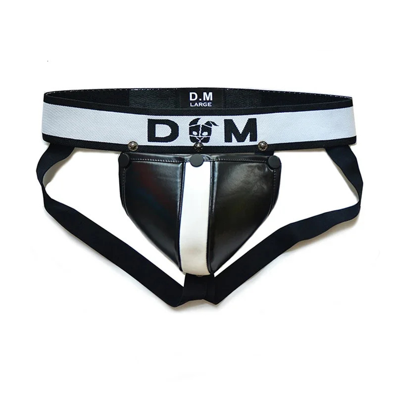 Gay Tangas Sissy Thong Men Underwear Sexy Strings Lingerie Panties PU Detachable Slip Cuecas Jockstrap Ropa Interior Hombre 240711