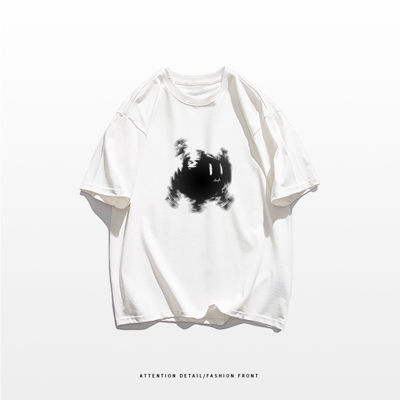 Korean Style Cotton Short Sleeve Polo T-shirt Loose Printed Unique Oversized Tops Women