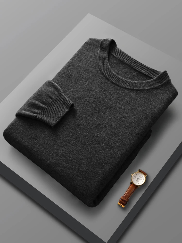 Spring and autumn 100% pure Merino wool pullover sweater mens Oneck long sleeved cashmere knitted womens clothing elegant 240816