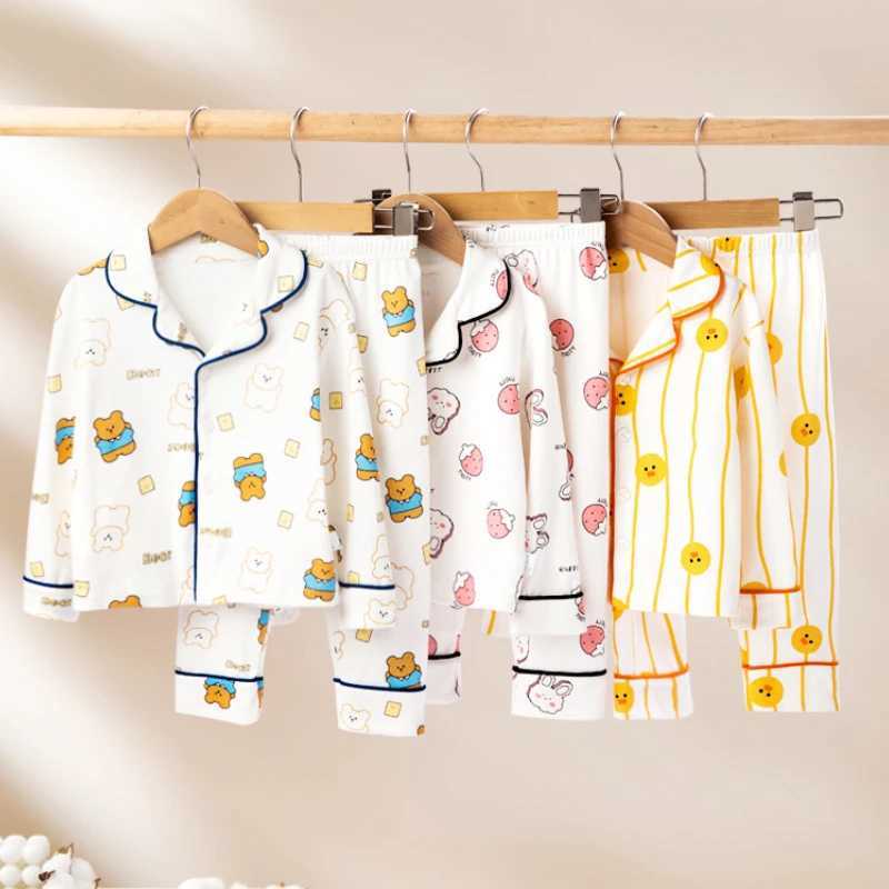 Spring and autumn childrens sleepwear boys and girls long sleeved two-piece cotton sleepwear childrens sleepwearW240716
