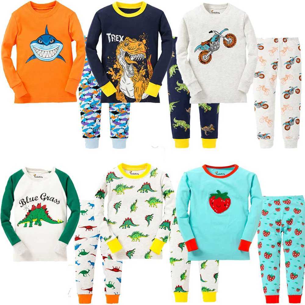 Long sleeved cotton animal cartoon boys and childrens baby pajamas set girls pajamas for children 2 3 4 5 6 7 8 years oldW240716
