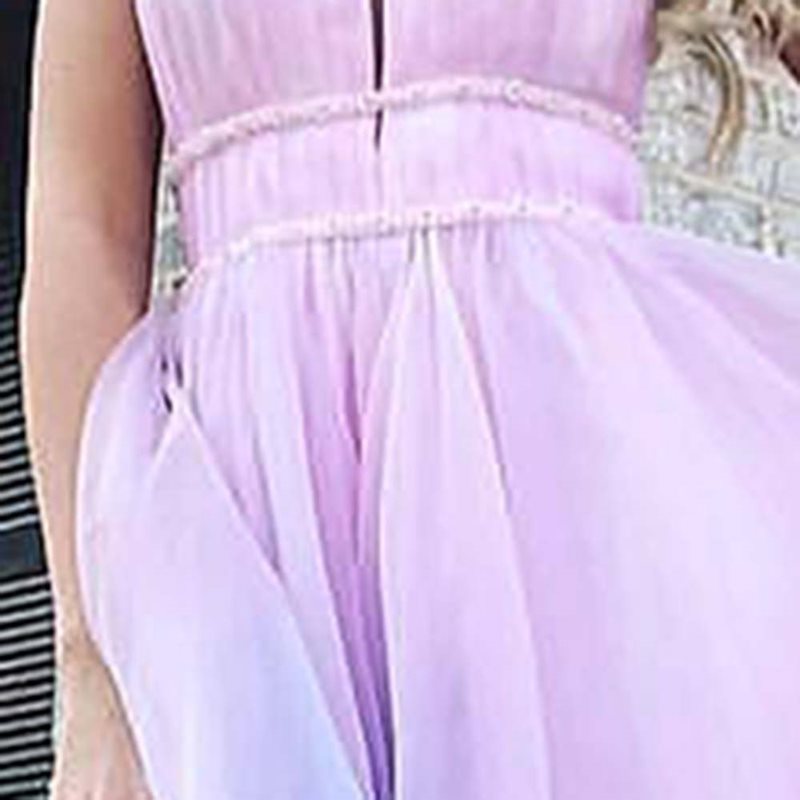 Women's Big Swing Waist Gradient Dress Sexy Deep V-Dress Long Dress