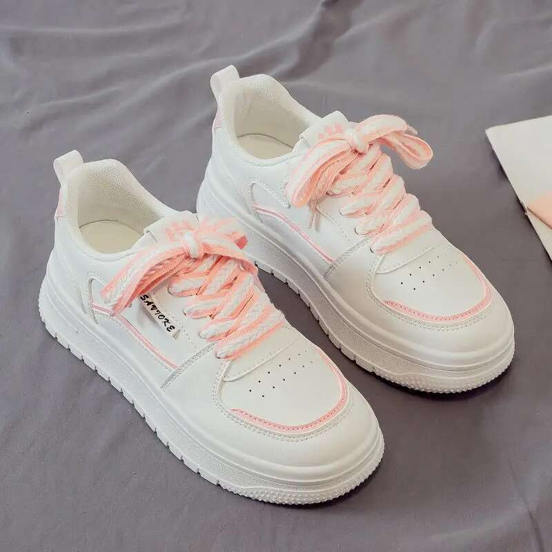 Versatile White Casual Sport For Women 2024 Spring New Arrival Trendy Explosion Model Flat Shoes Rubber Upper Material