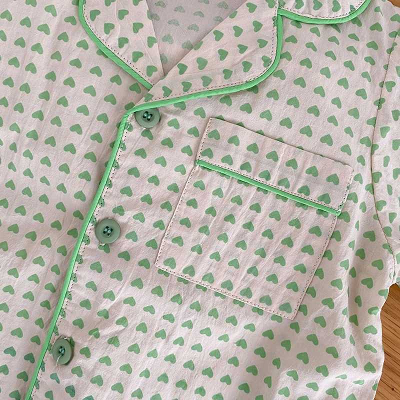 Summer Childrens Pajamas Korean Printed Set Boys and Girls Casual Cotton PajamasW240716