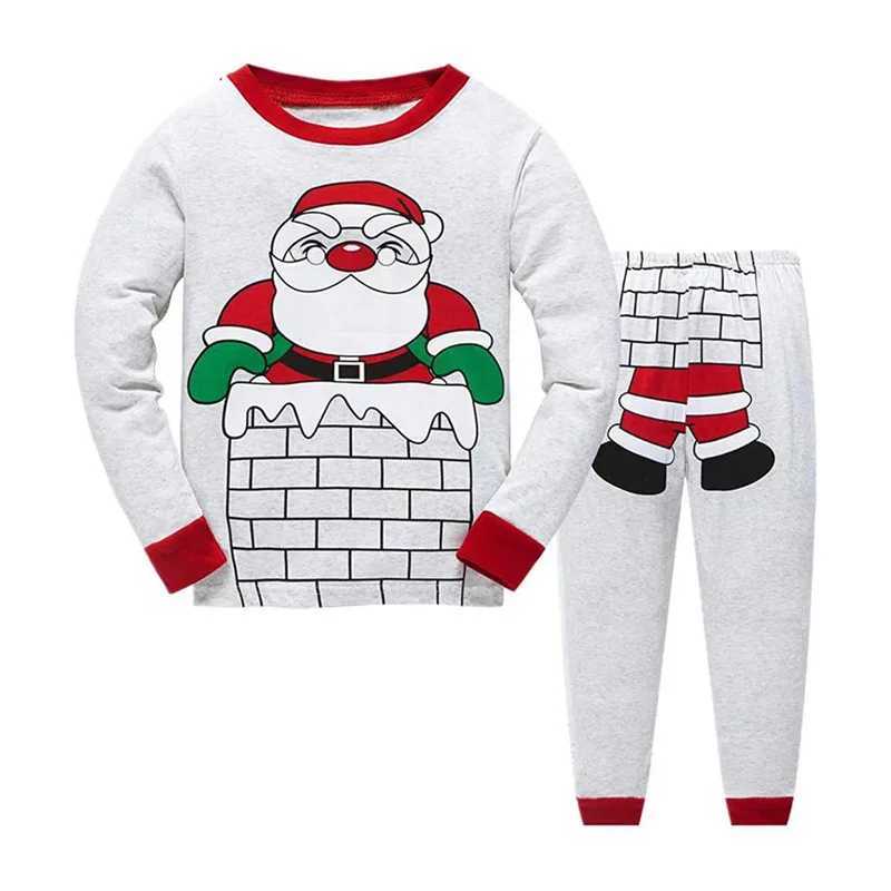 Boys Christmas Pajamas 100% Cotton Childrens Santa Claus Pjs Preschool Clothing Long Sleeve 2-piece Set Pajamas 2-7T DS29W240716