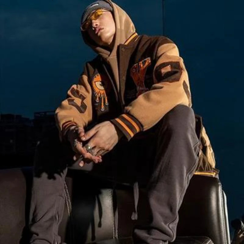 American Retro Baseball Uniform Jacket Men And Women Street Flocking Embroidery Casual Couple Jacket Vintage y2k Clothes 240717