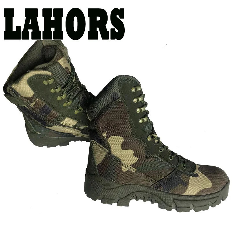 LAHORS Outdoor Men Tactical Boots High-Top Shoes Camouflage Combat Hunting Climbing Hiking Shoes 240708