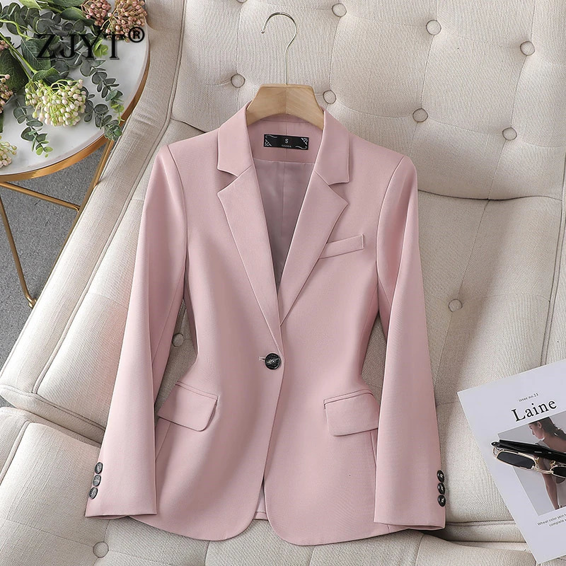 ZJYT Elegant Chic Blazer Mujer Women Coat Jacket Office Lady Casual Outerwears Veste Femme Autumn Korean Fashion Casaco 240712