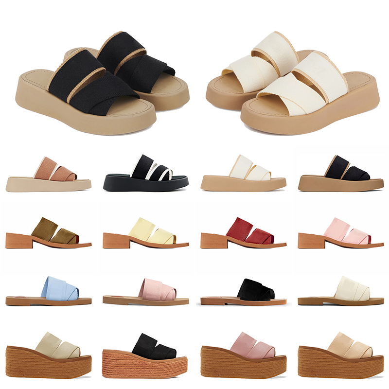 Luxury Platform Sliders Designer Sandals Woody Mule Mila Slippers Flat chloeslide Wedge Espadrille Linen Pink Slides Sandale[code ：L]Loafers Shoe