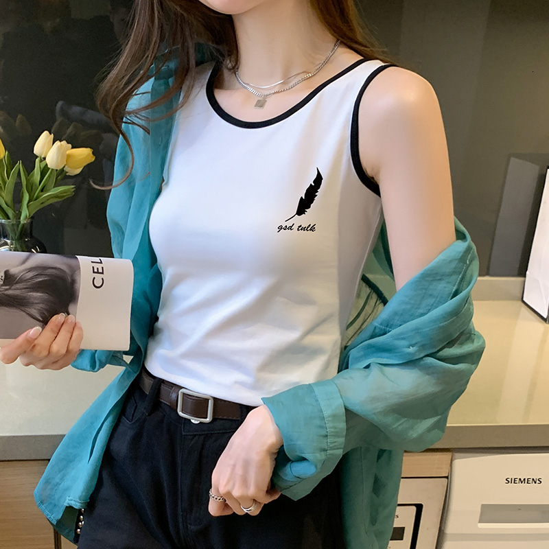 Pure cotton camisole vest for women's inner wear and outer wear, short sleeved t-shirt, mesh red U-shaped chest bottom