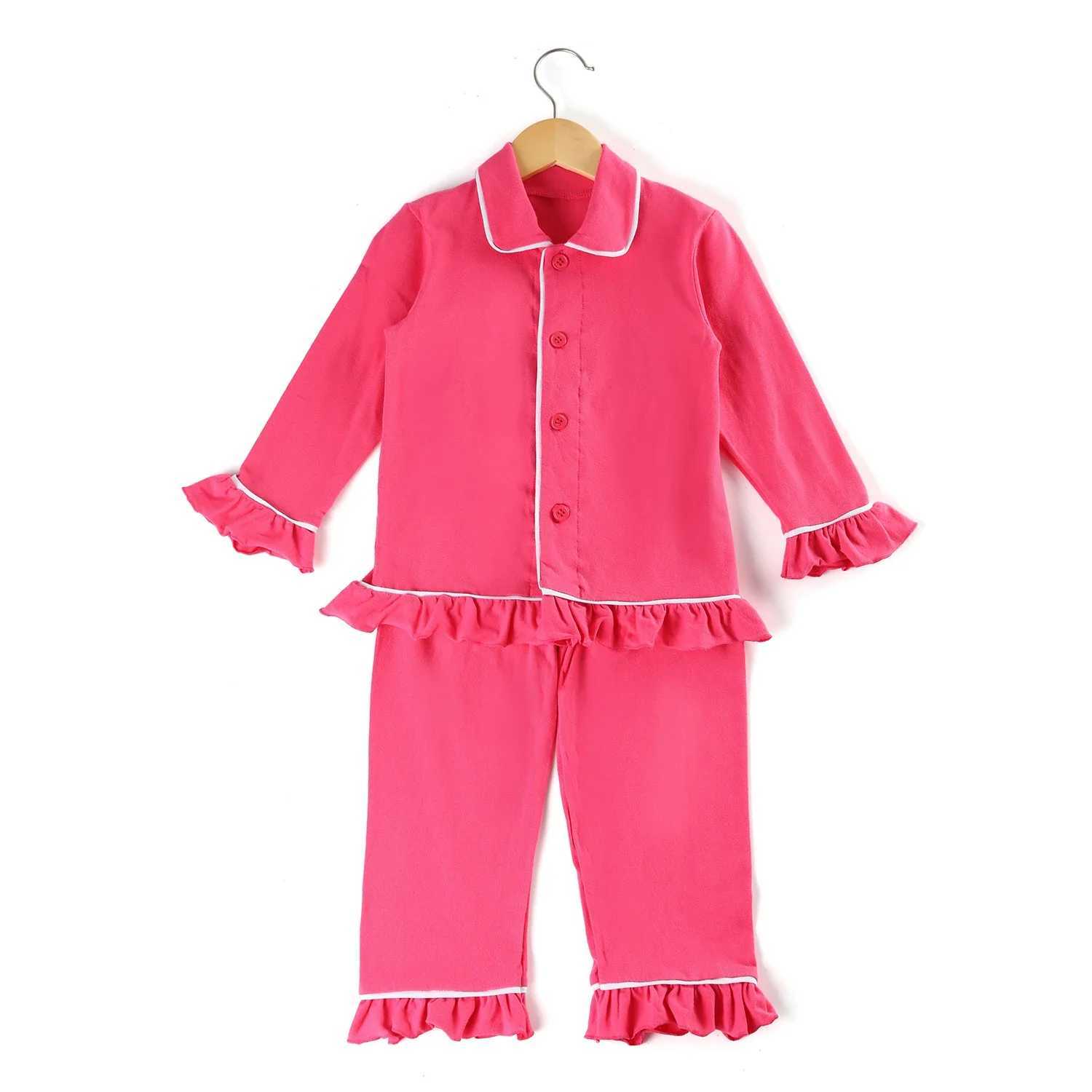 Mudbala 2022 Cotton Long sleeved Autumn/Winter Pajama Childrens Pajama Set Boys and Girls Ruffled Pajamas for PreschoolersW240716